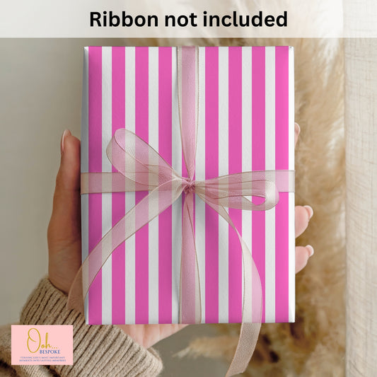 Pink & White Stripe Wrapping Paper – A3 Gift Wrap