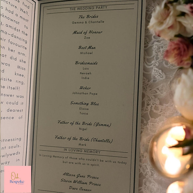 A4 Folded Bridgerton-Style Wedding Newspapers