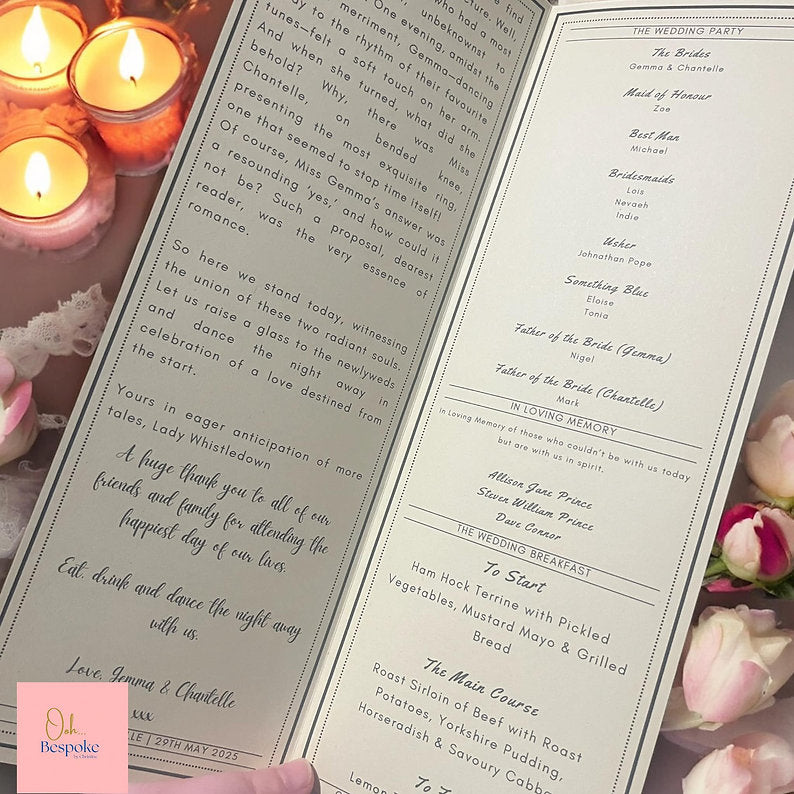 A4 Folded Bridgerton-Style Wedding Newspapers