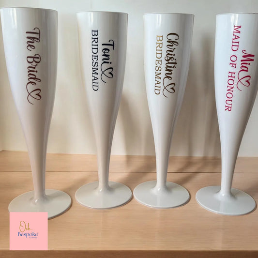 Personalised Plastic Champagne Flutes