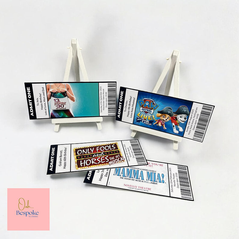 Personalised Surprise Gift Ticket for Events, Shows, Concerts, Days Out
