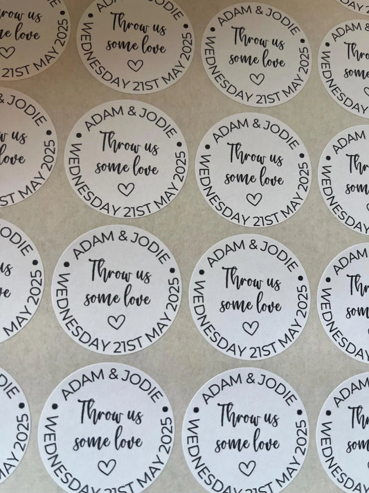 x35 37mm Confetti 'Throw Us Some Love' Stickers