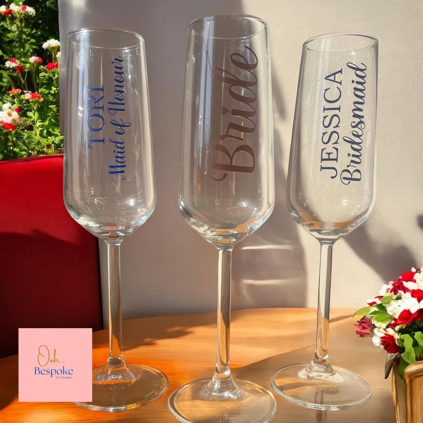 Personalised Glass Champagne Flutes