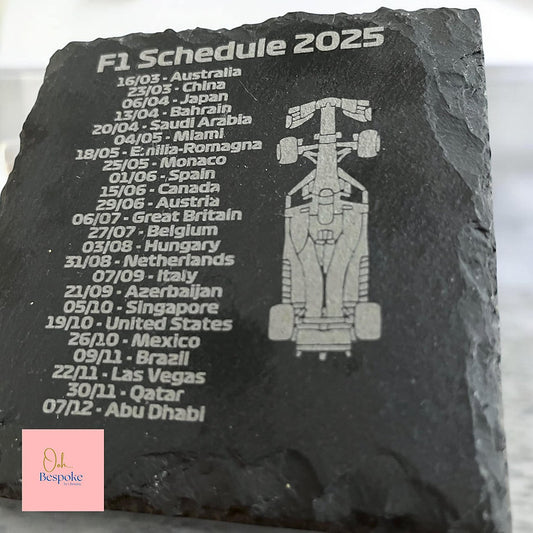 Formula 1 Calendar 2025 Slate Coaster