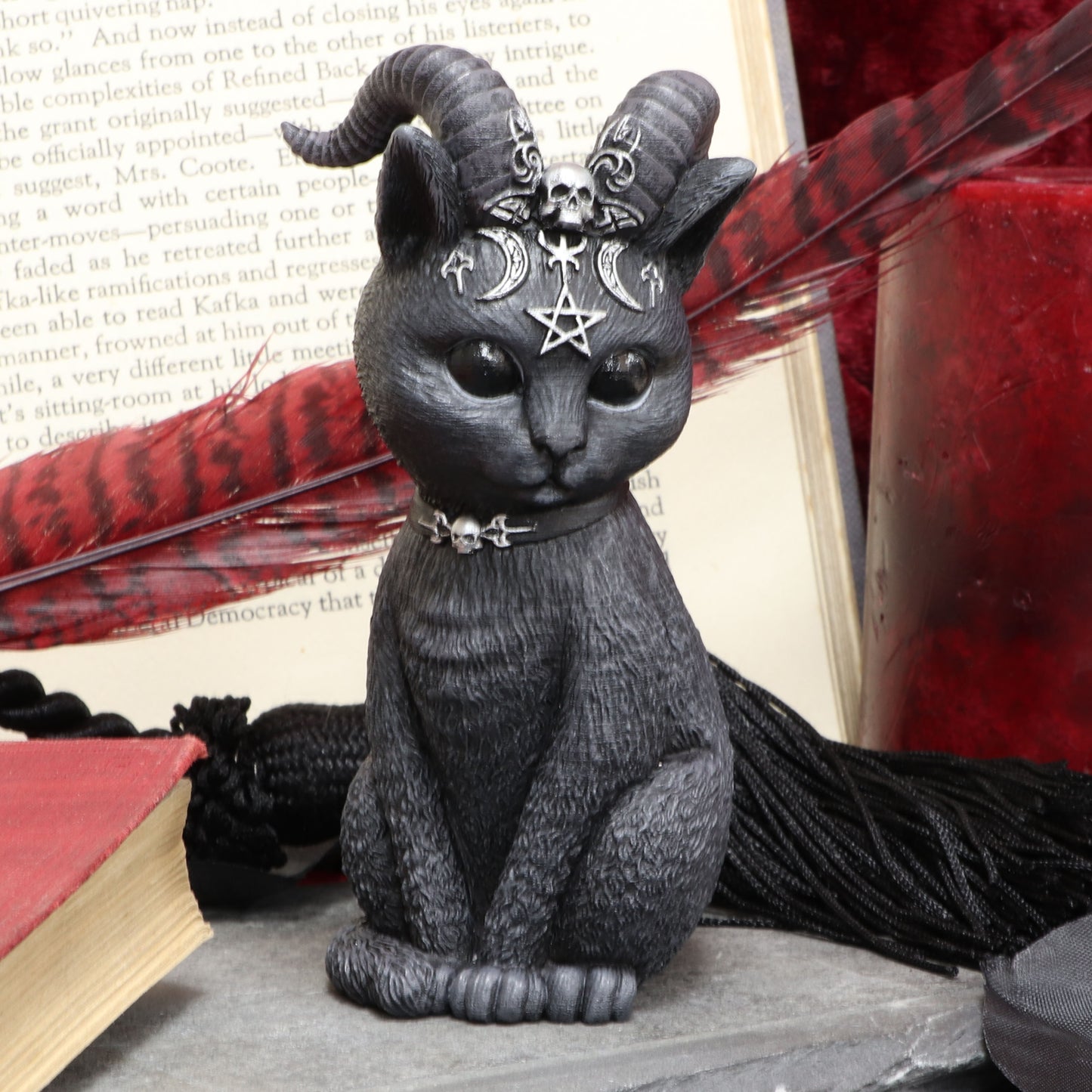 Pawzuph Horned Occult Cat Figurine