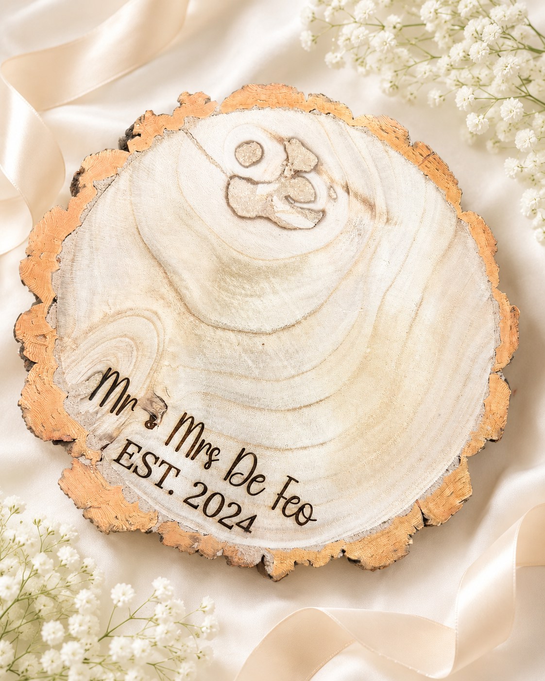 Personalised Wedding Cake Log Slice