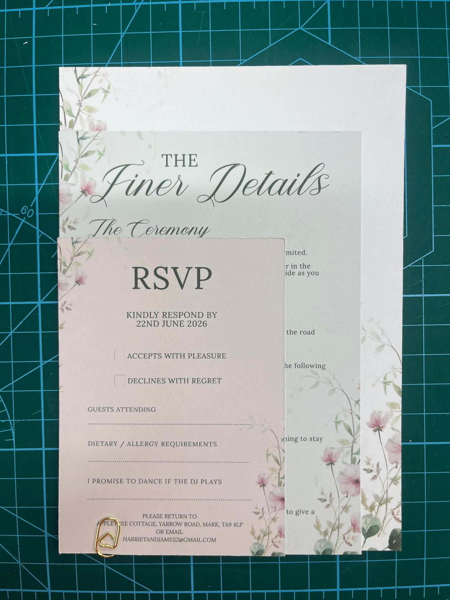 Flat Lay Style Wedding Invitations