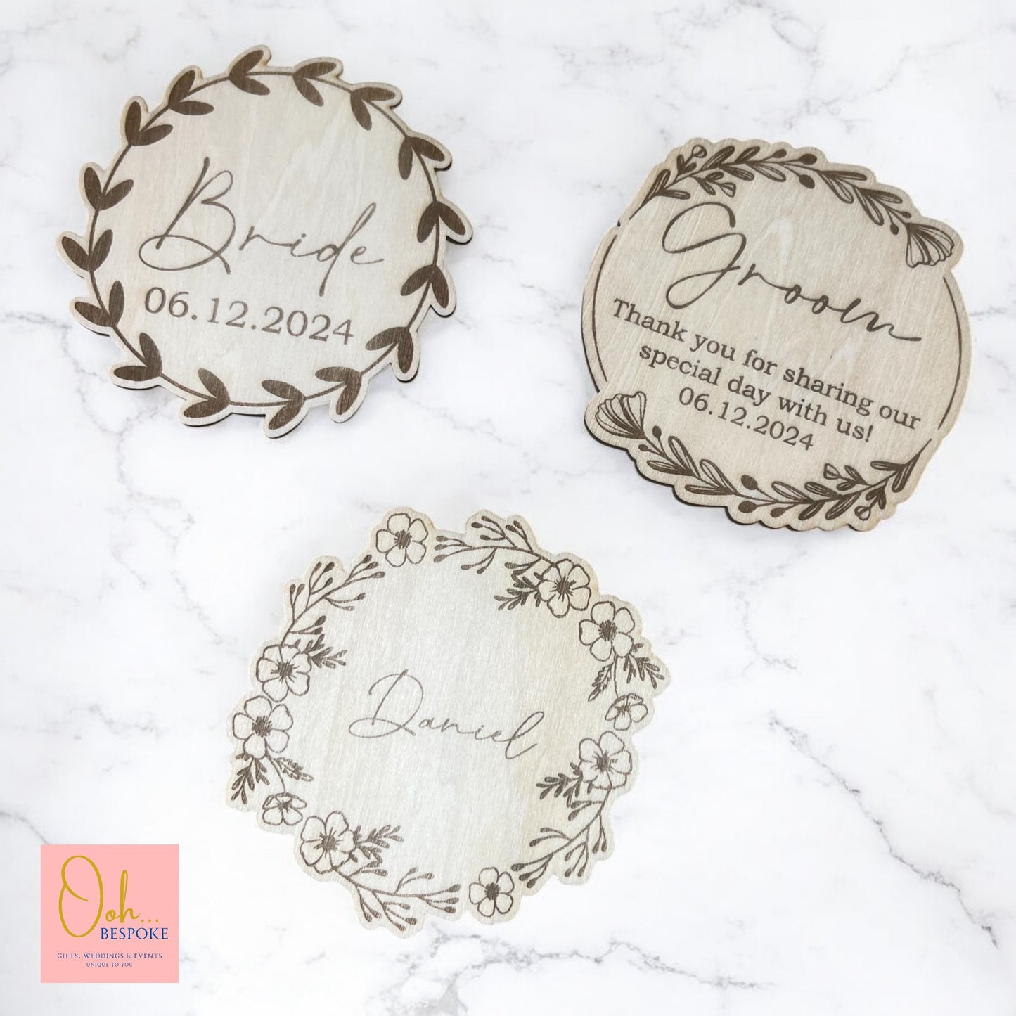 Laser Cut Wedding Coasters