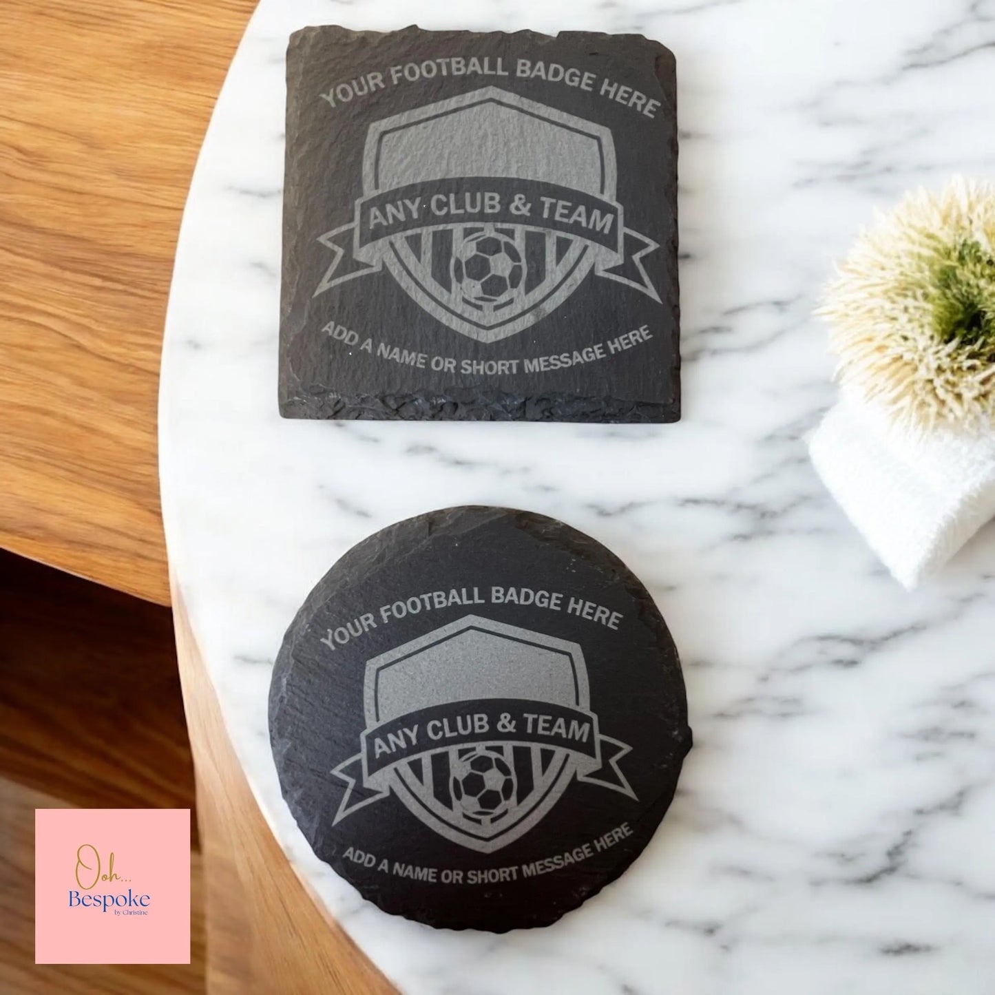 Personalised Football Team Badge/Logo Slate Coaster