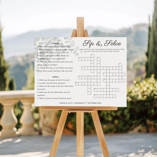 Personalised Sip & Solve Wedding Crossword Puzzle