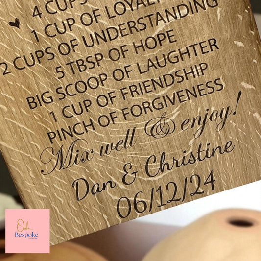 Recipe for a Happy Marriage Chopping Board