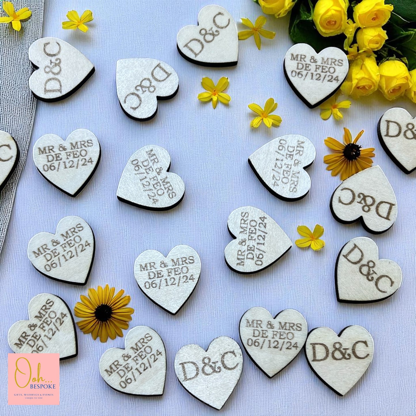 Personalised Wooden Confetti & Love Heart Table Decorations