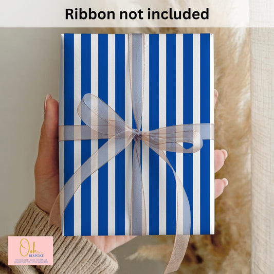 Classic Blue & White Stripe Gift Wrap – A3 Wrapping Paper