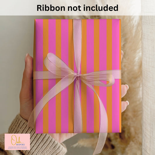 Bold Pink & Orange Stripe Gift Wrap – A3 Wrapping Paper