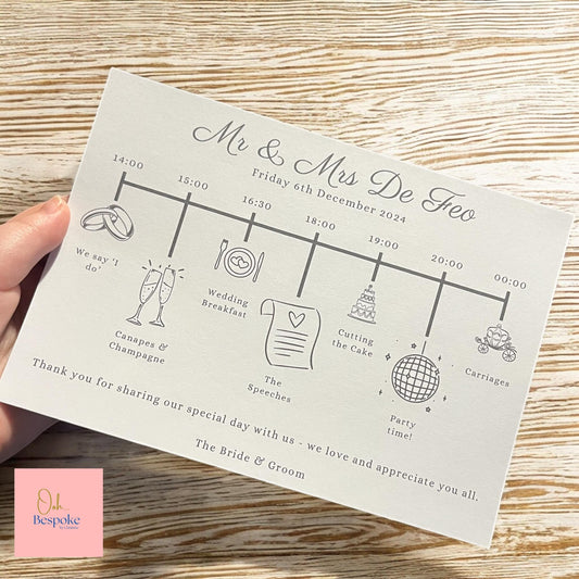 Wedding Order of the Day Cards