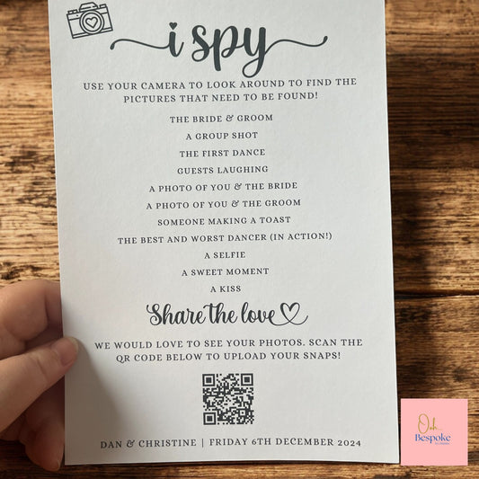 I Spy Wedding Game with QR Code