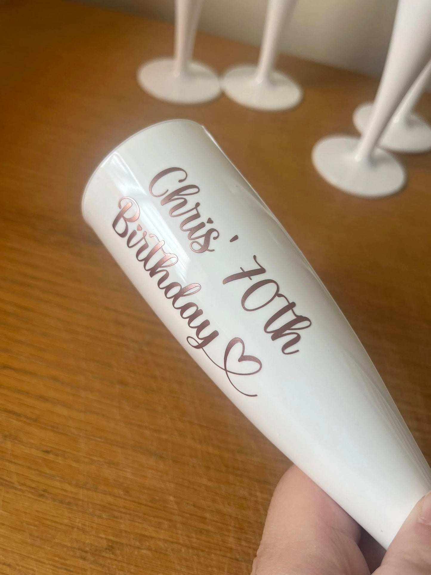 Personalised Plastic Champagne Flutes