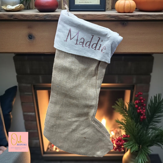 Personalised Hessian Christmas Stocking