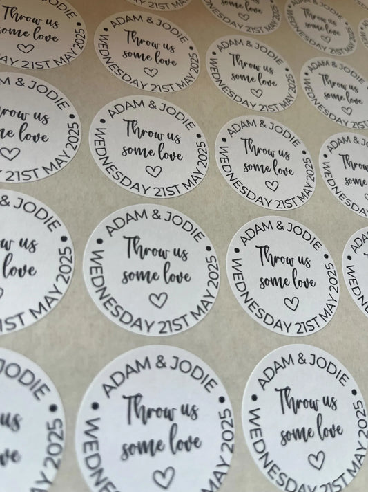 x35 37mm Confetti 'Throw Us Some Love' Stickers