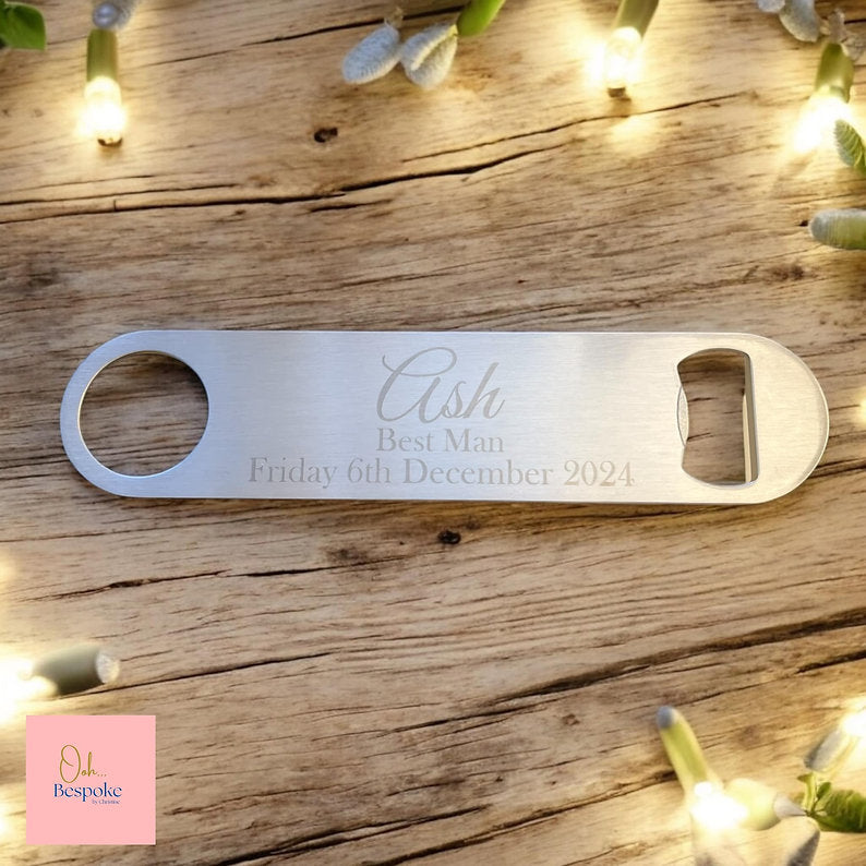 Personalised Metal Bar Blade Bottle Opener