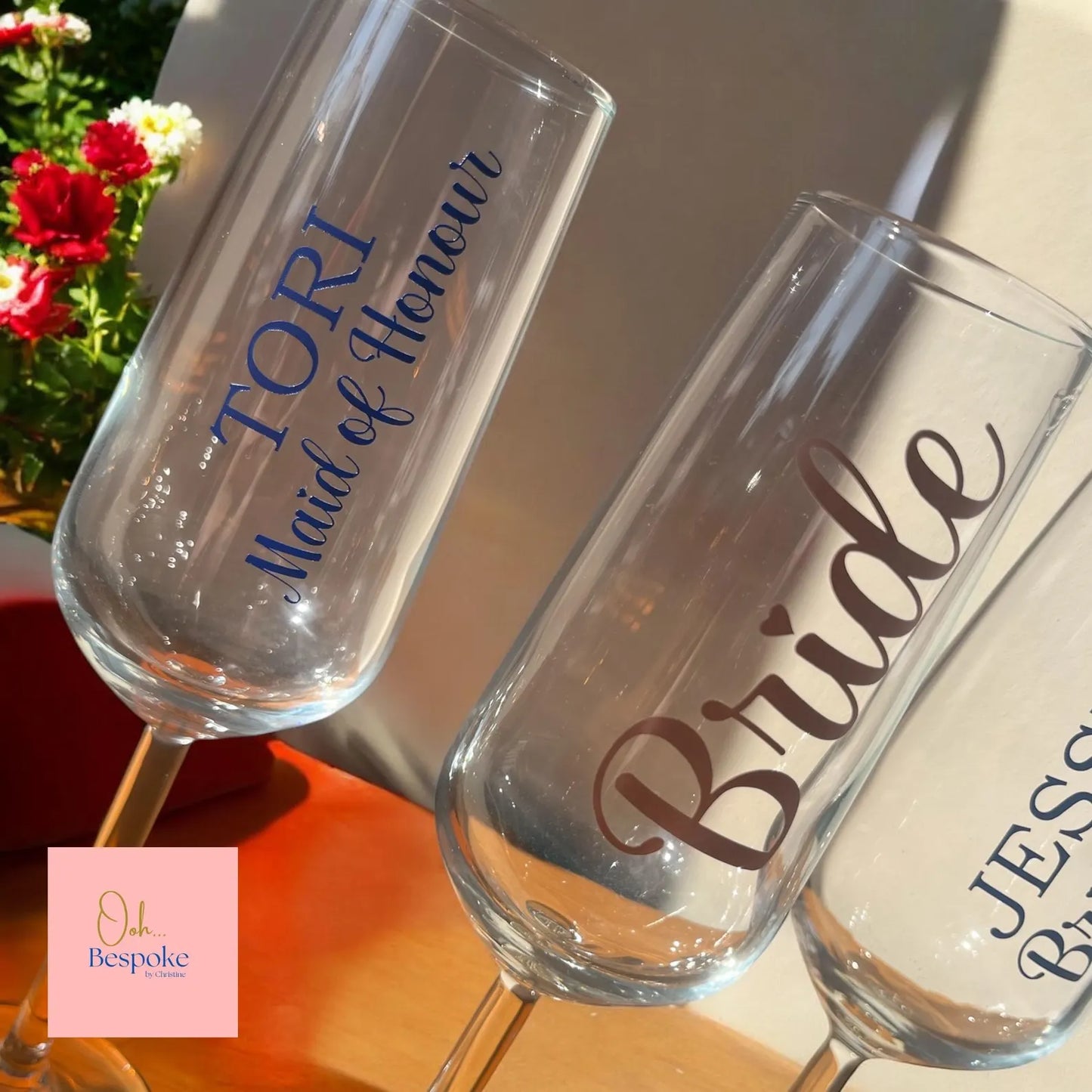 Personalised Glass Champagne Flutes