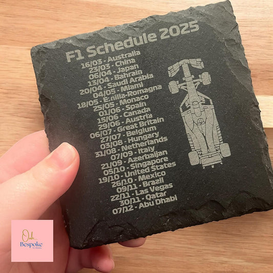 Formula 1 Calendar 2025 Slate Coaster