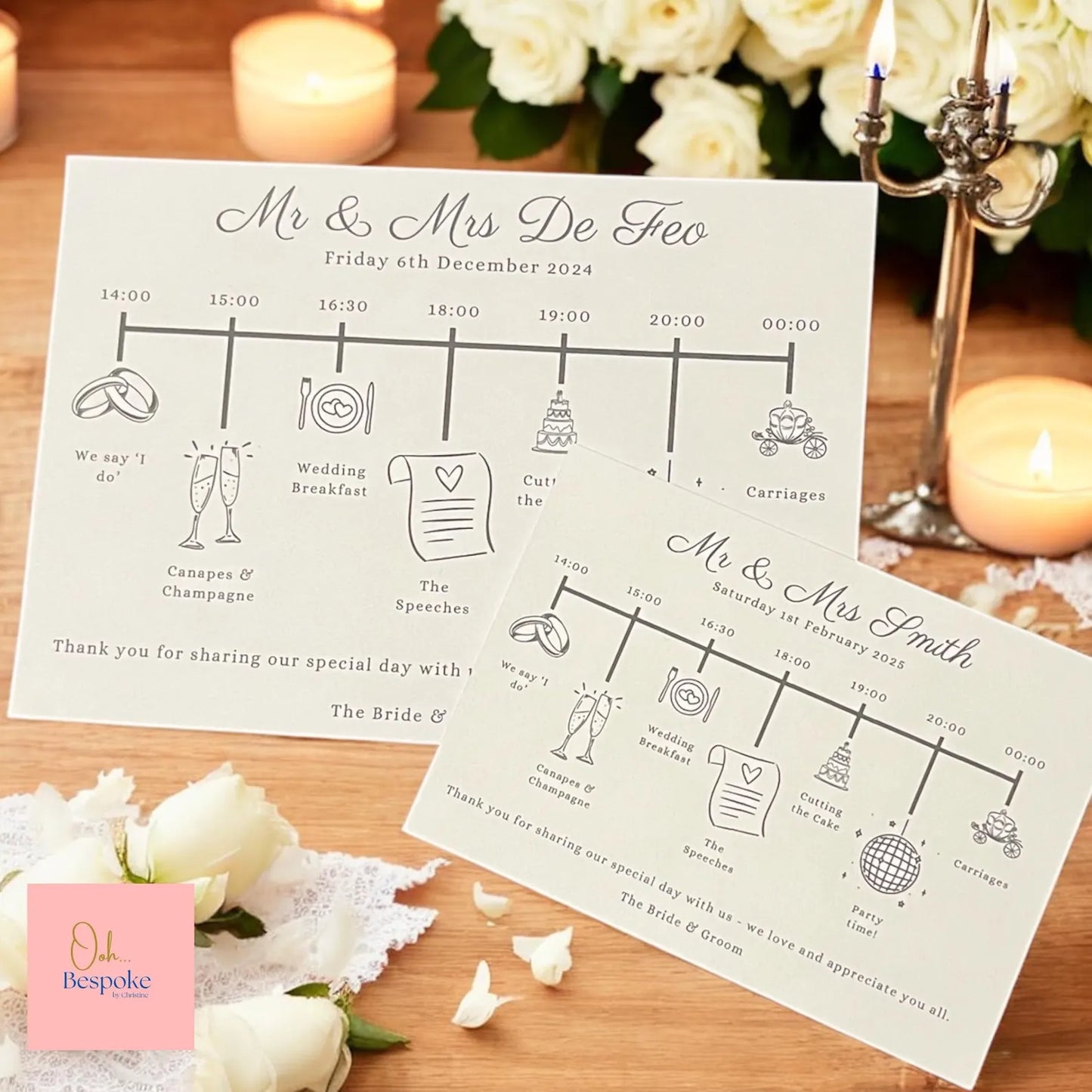 Wedding Order of the Day Cards