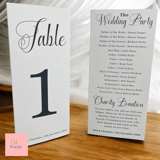 Wedding Table Numbers / Wedding Tri-Fold Table Talkers
