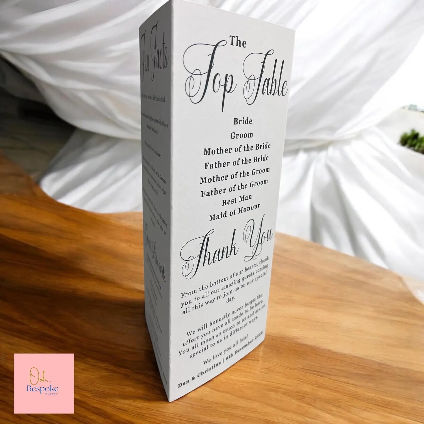 Wedding Table Numbers / Wedding Tri-Fold Table Talkers