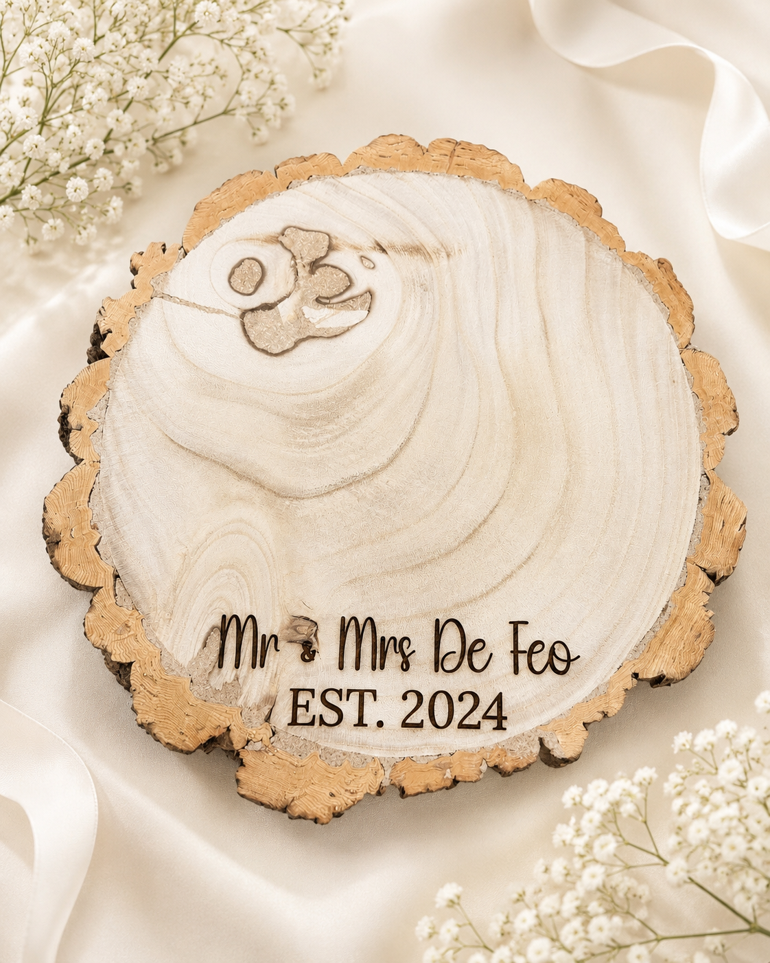 Personalised Wedding Cake Log Slice