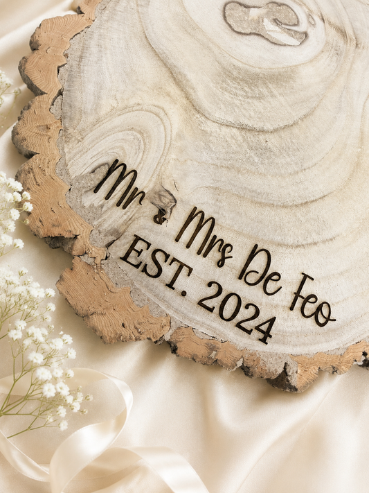Personalised Wedding Cake Log Slice