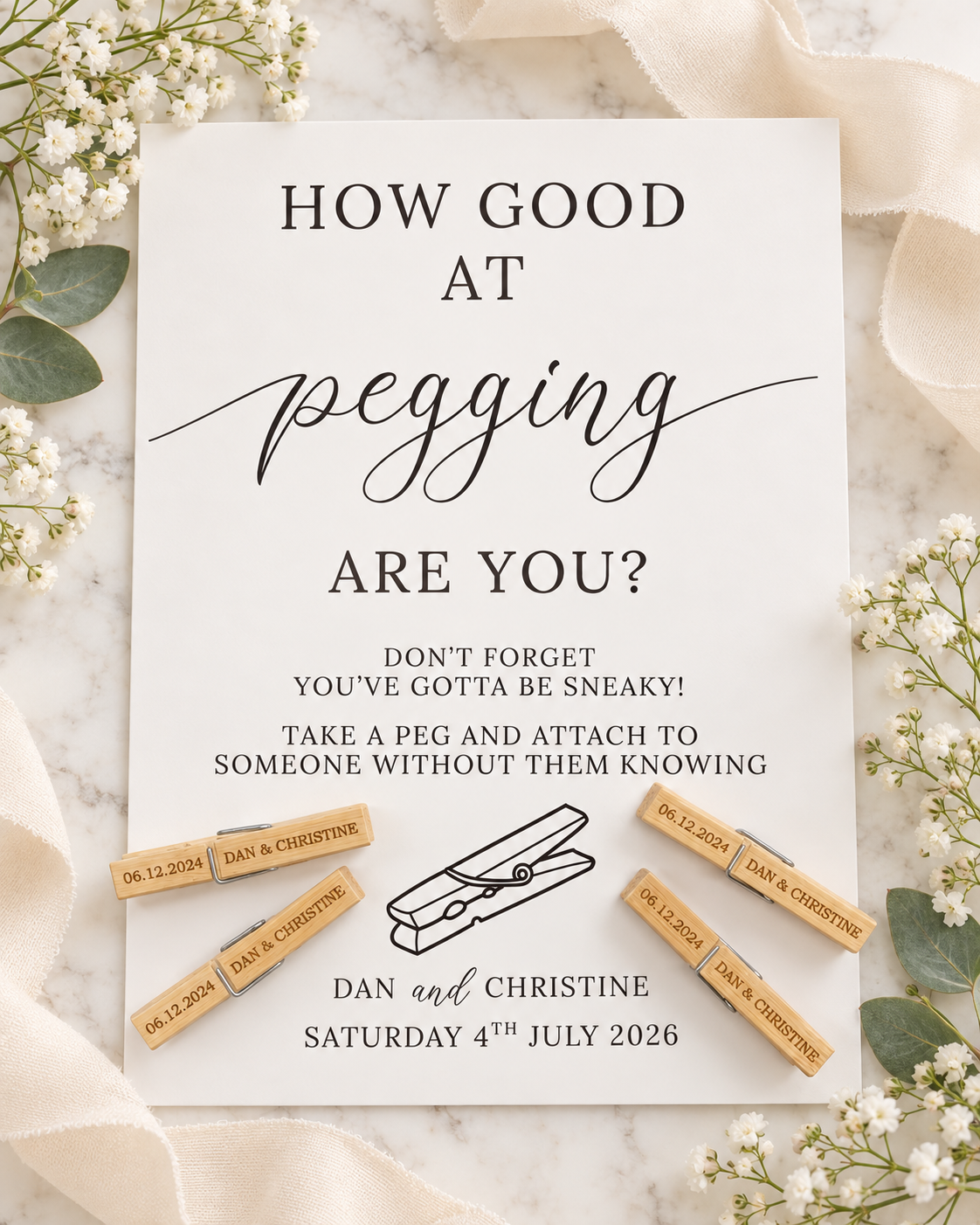 Personalised Wedding Pegs | The Pegging Game