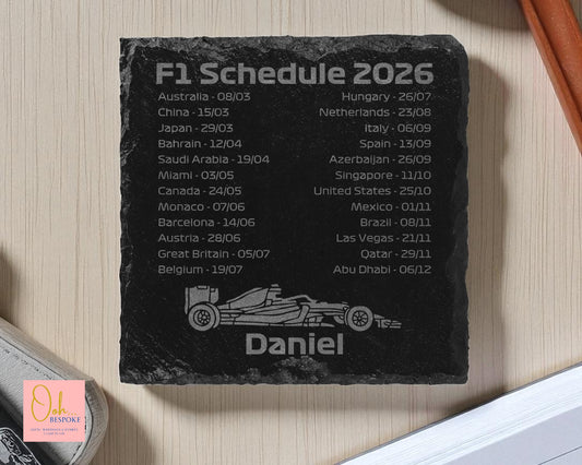 Formula 1 Calendar 2026 Slate Coaster