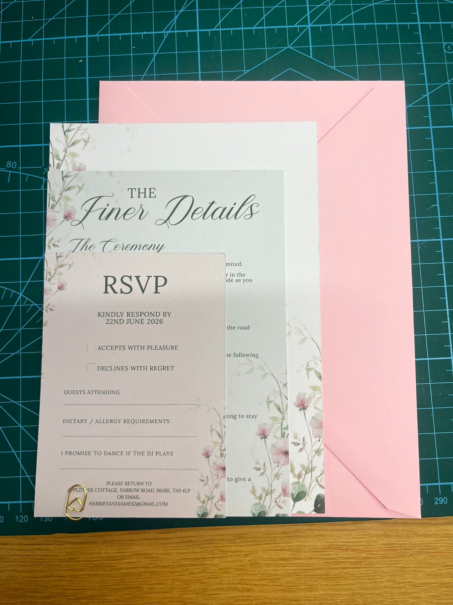 Flat Lay Style Wedding Invitations