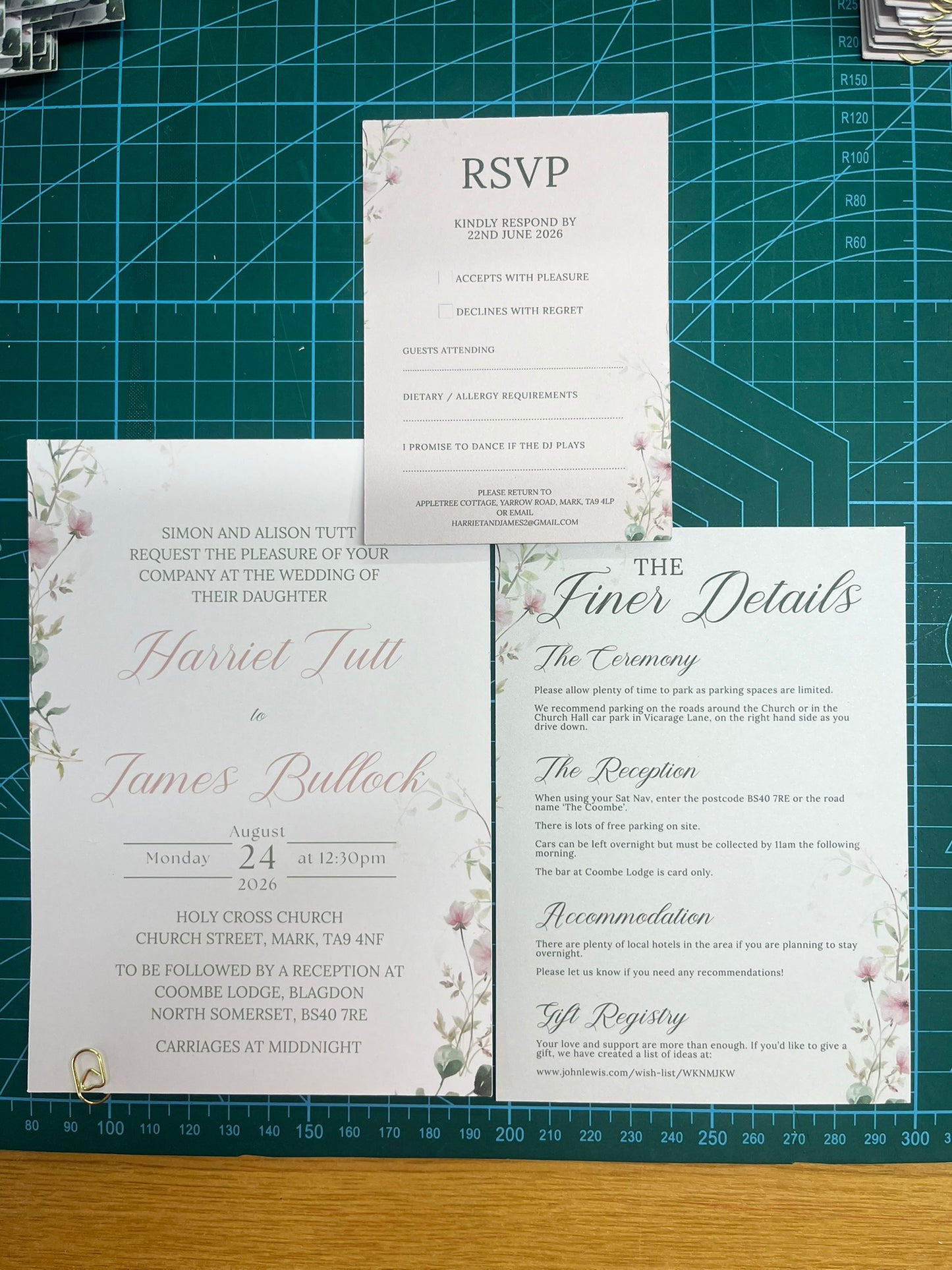 Flat Lay Style Wedding Invitations