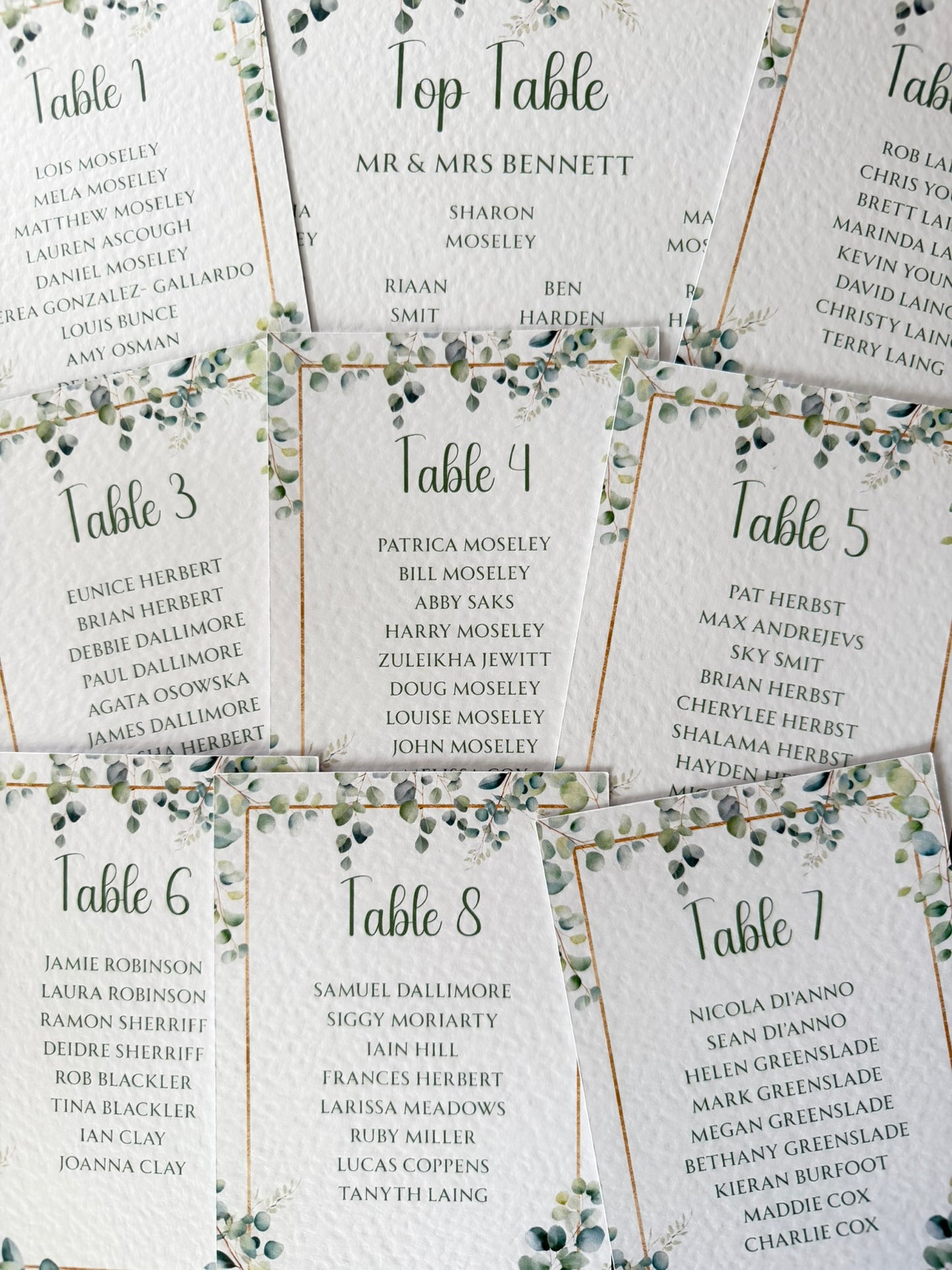 Table Plan Cards
