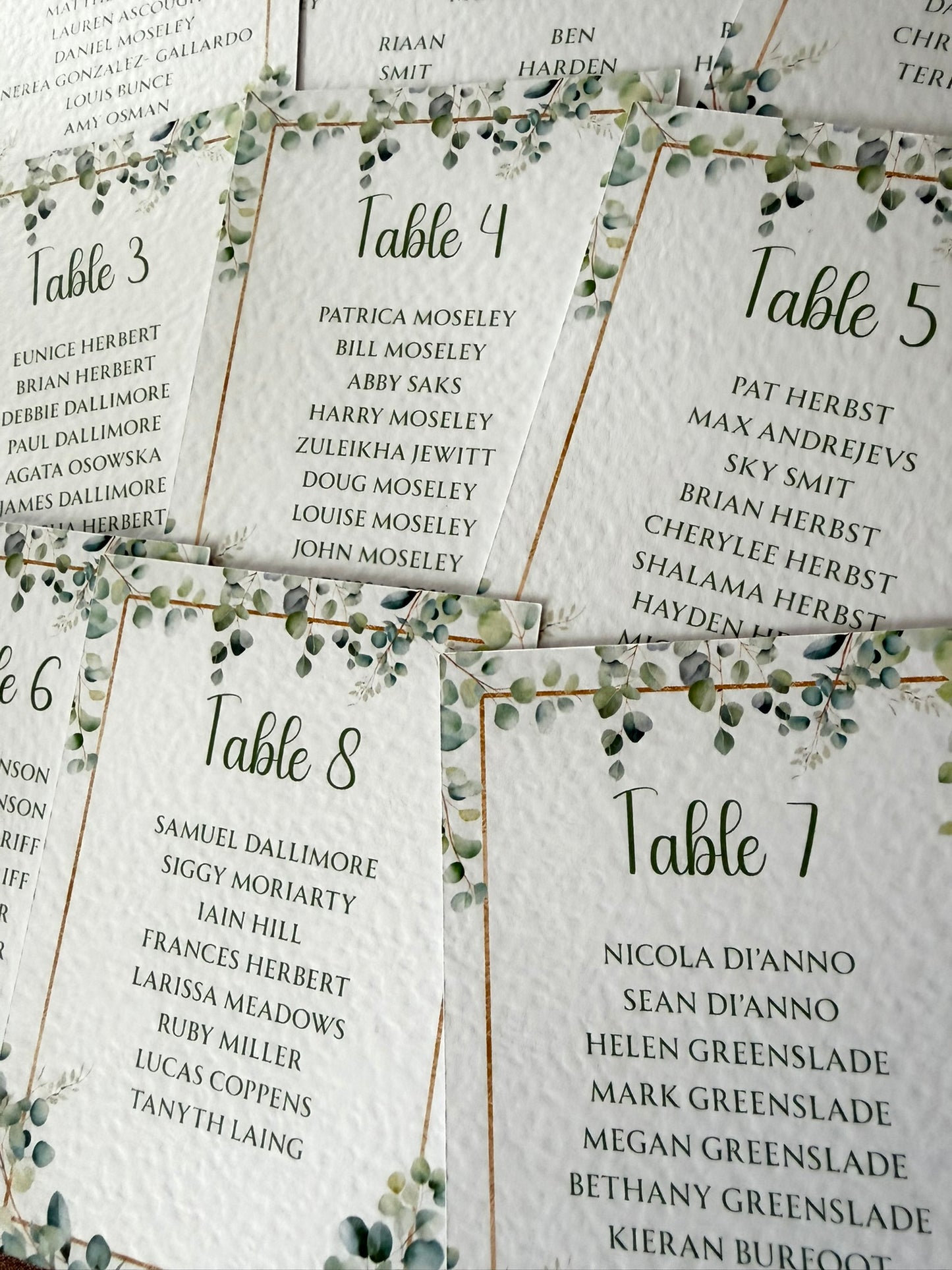 Table Plan Cards