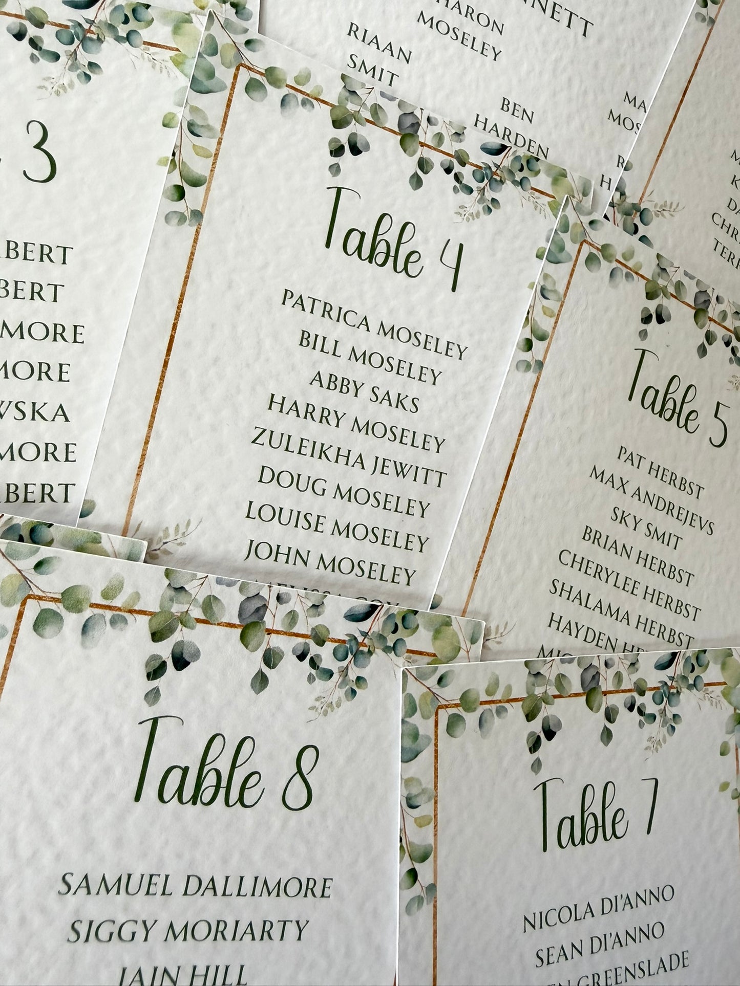 Table Plan Cards