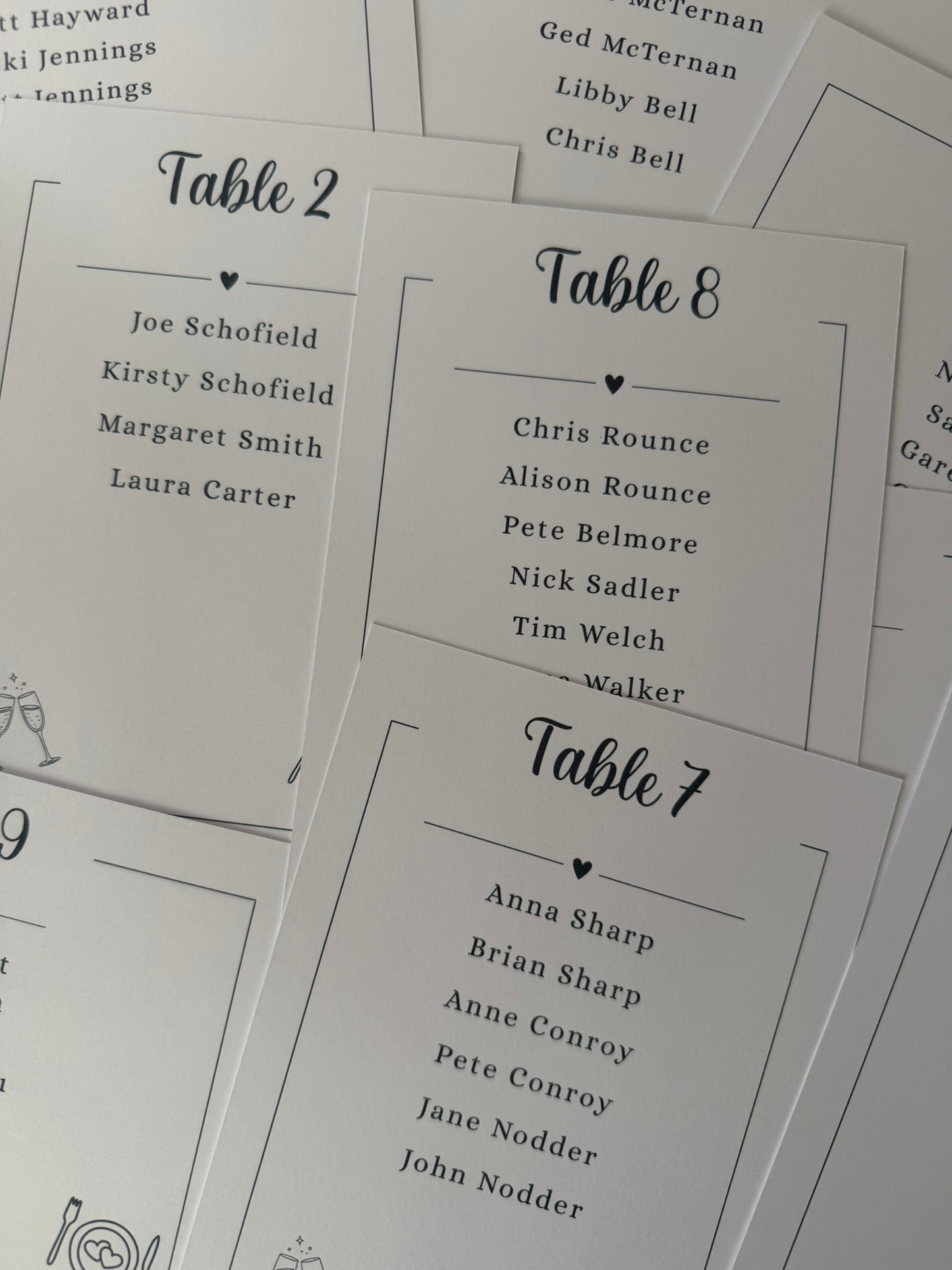 Table Plan Cards