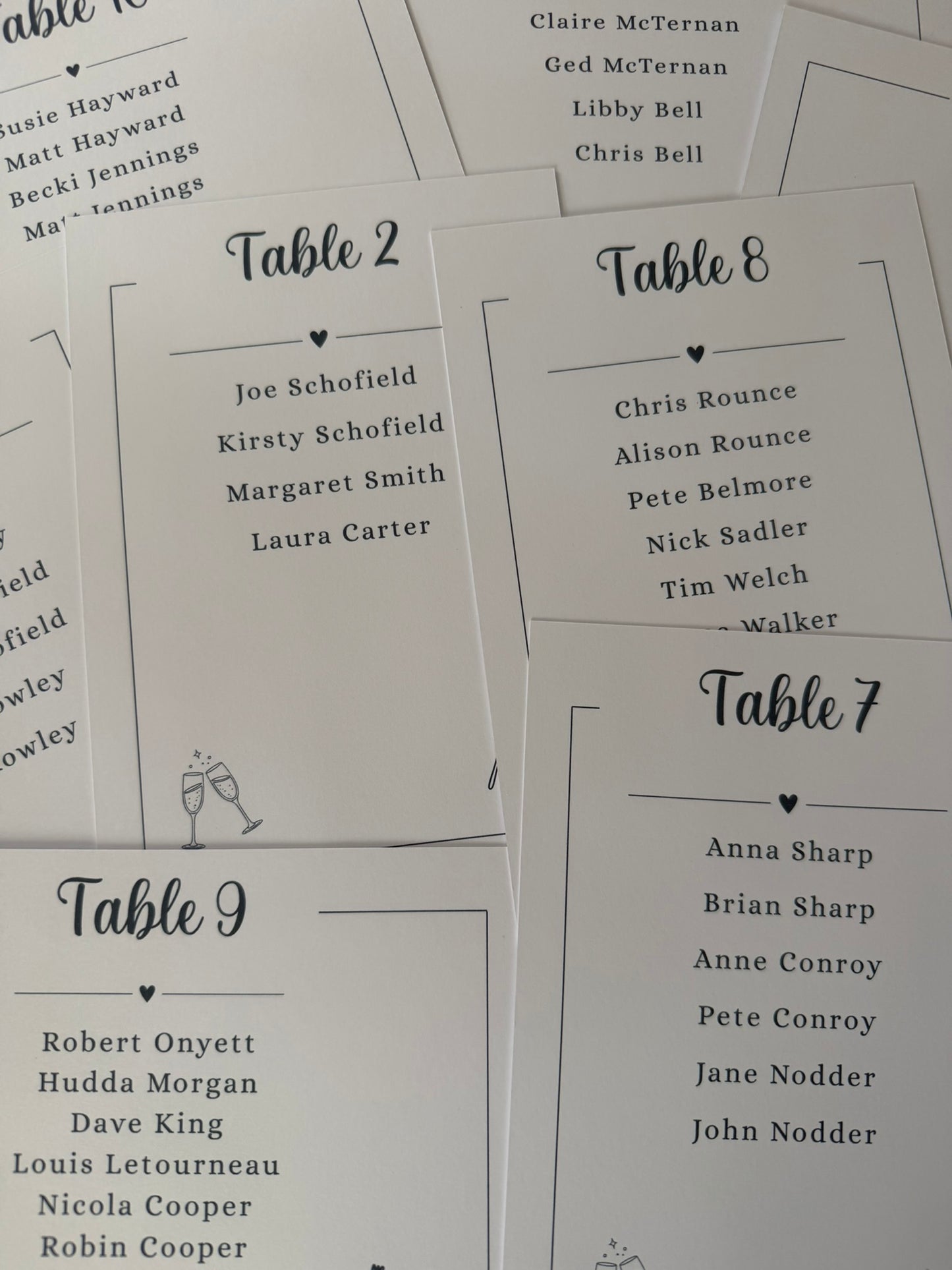 Table Plan Cards