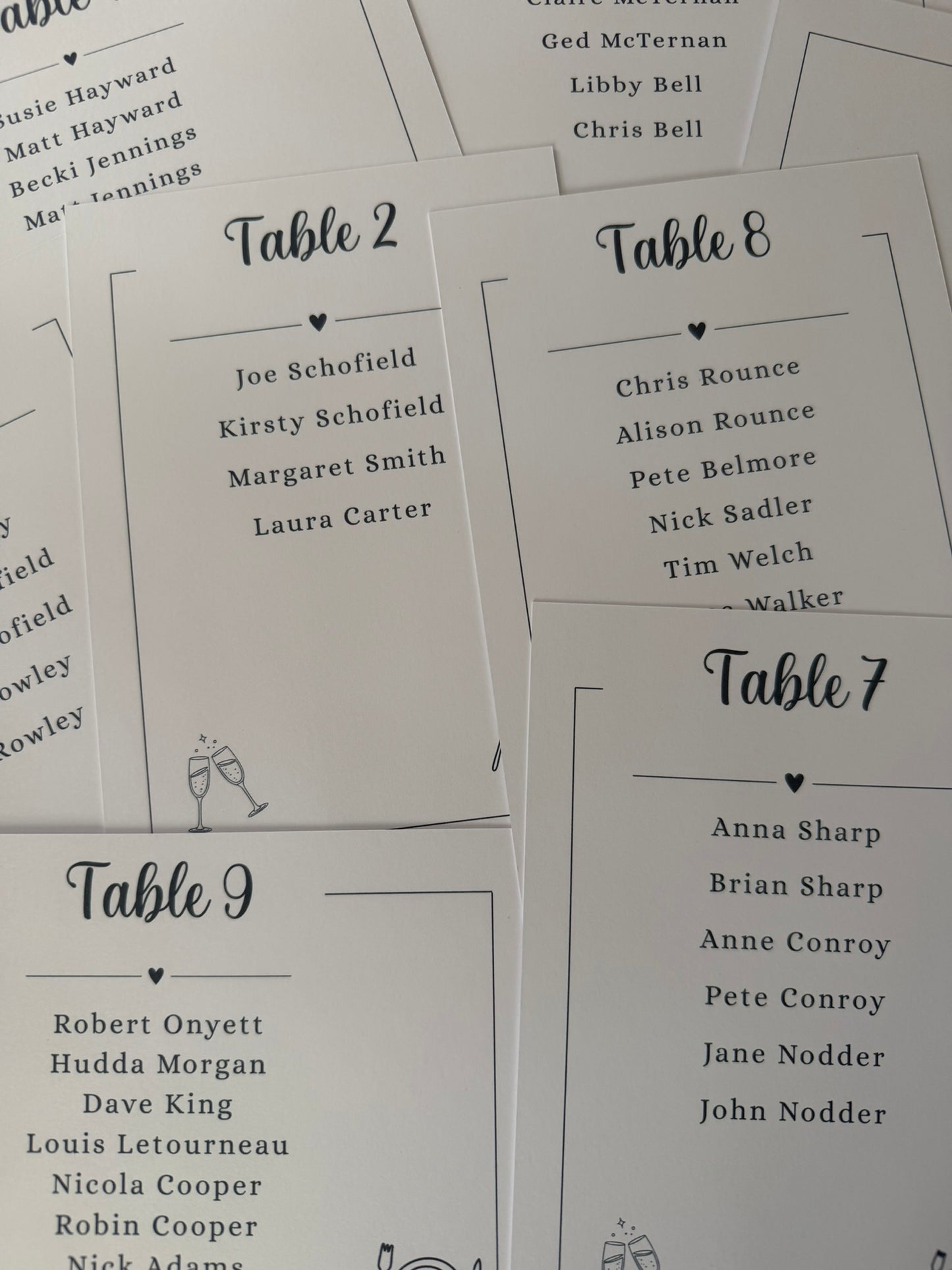 Table Plan Cards