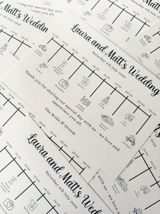 Wedding Order of the Day Cards