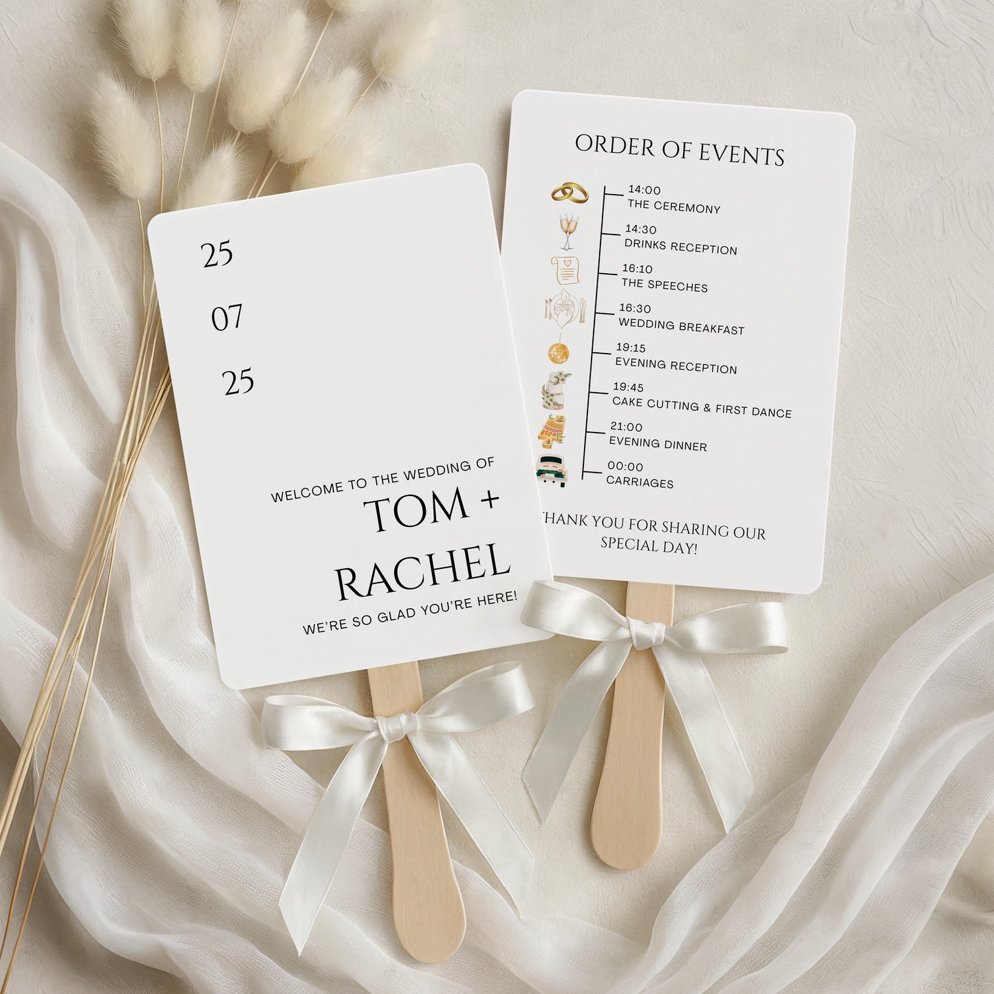 Wedding Order of the Day Fans