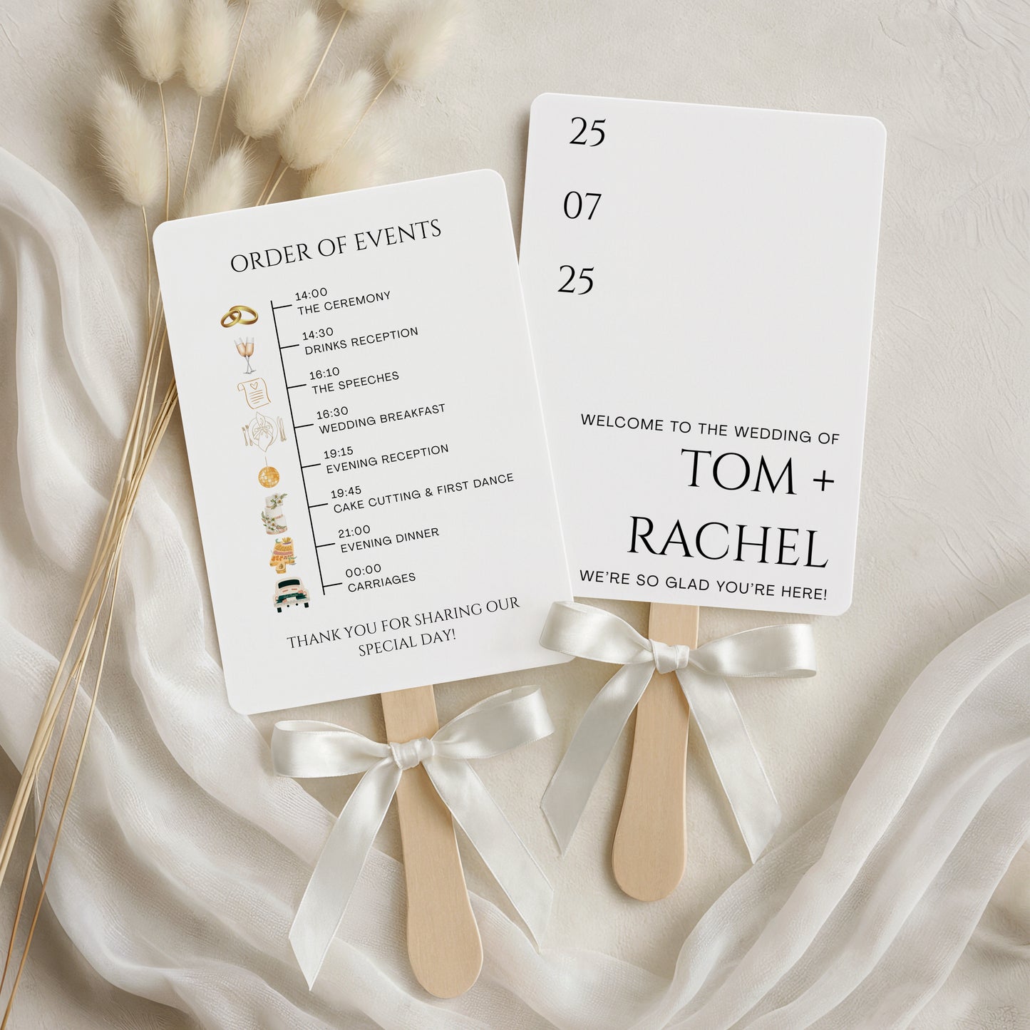 Wedding Order of the Day Fans