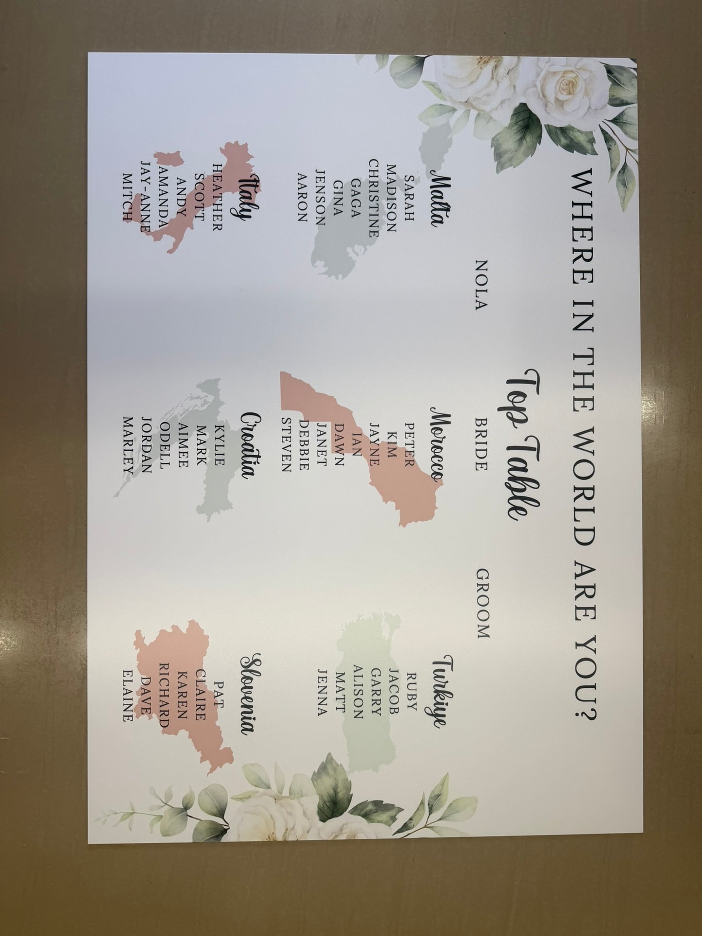 Wedding Signage Printed on Foam Board