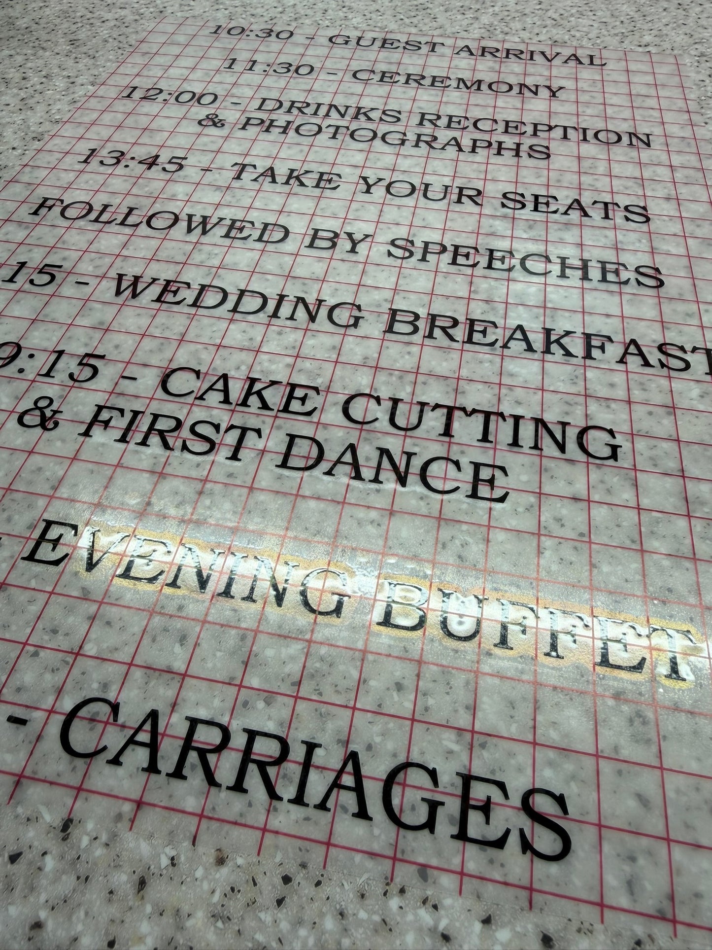 Personalised Order of the Day Vinyl for Wedding Mirror Signs