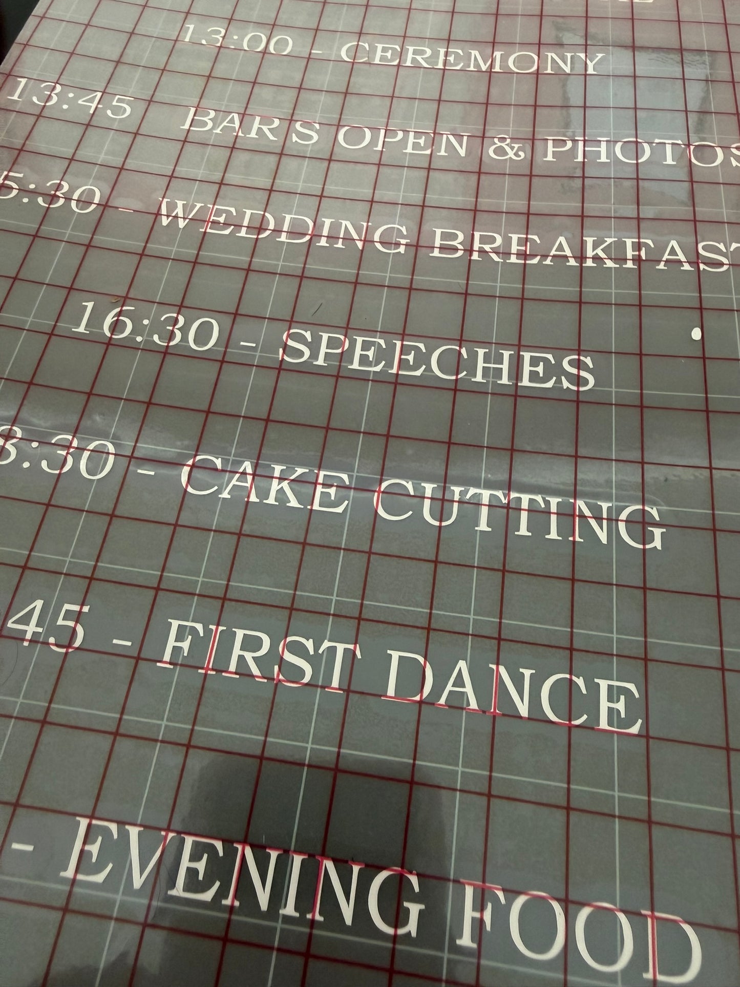 Personalised Order of the Day Vinyl for Wedding Mirror Signs