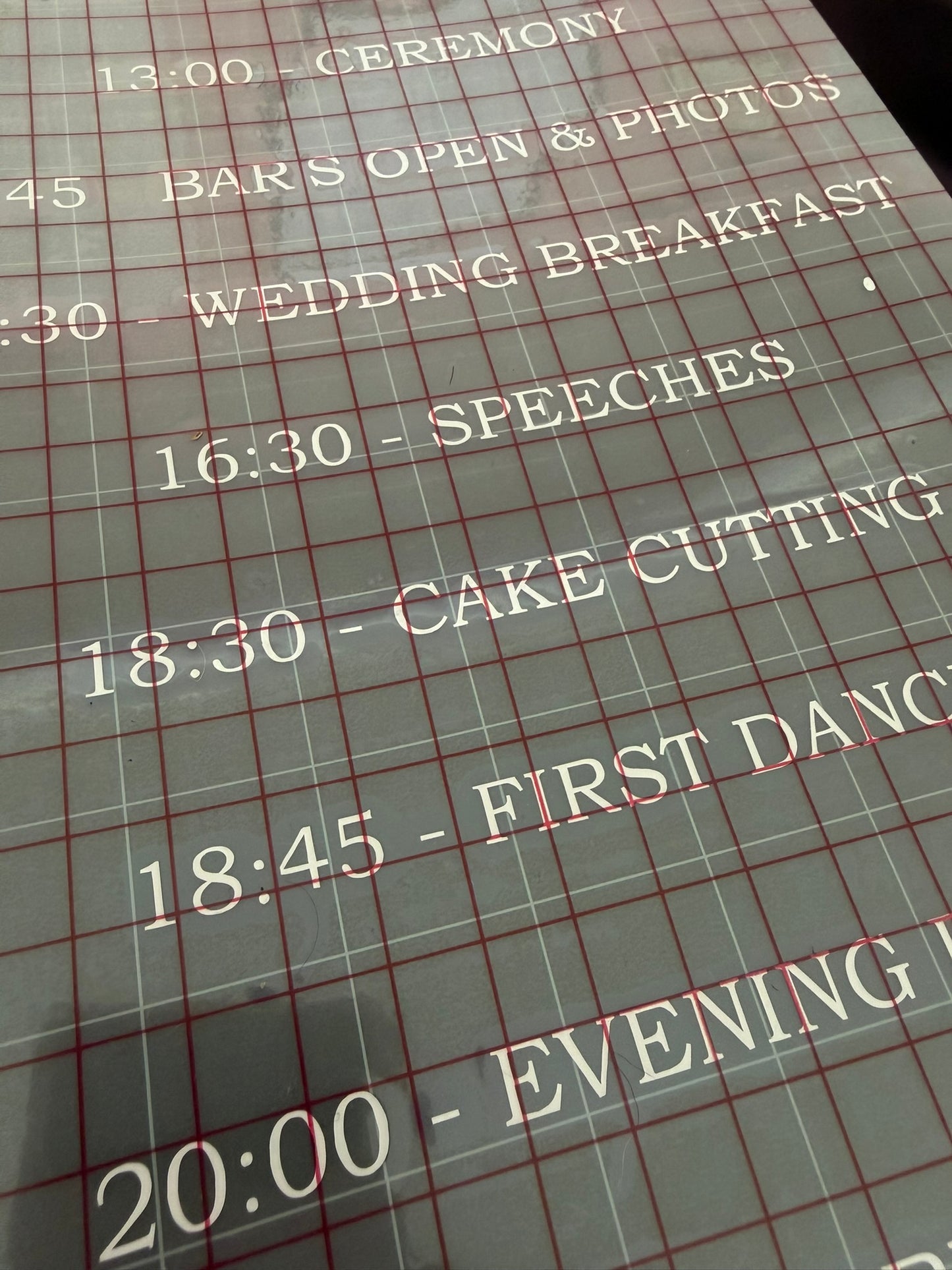 Personalised Order of the Day Vinyl for Wedding Mirror Signs