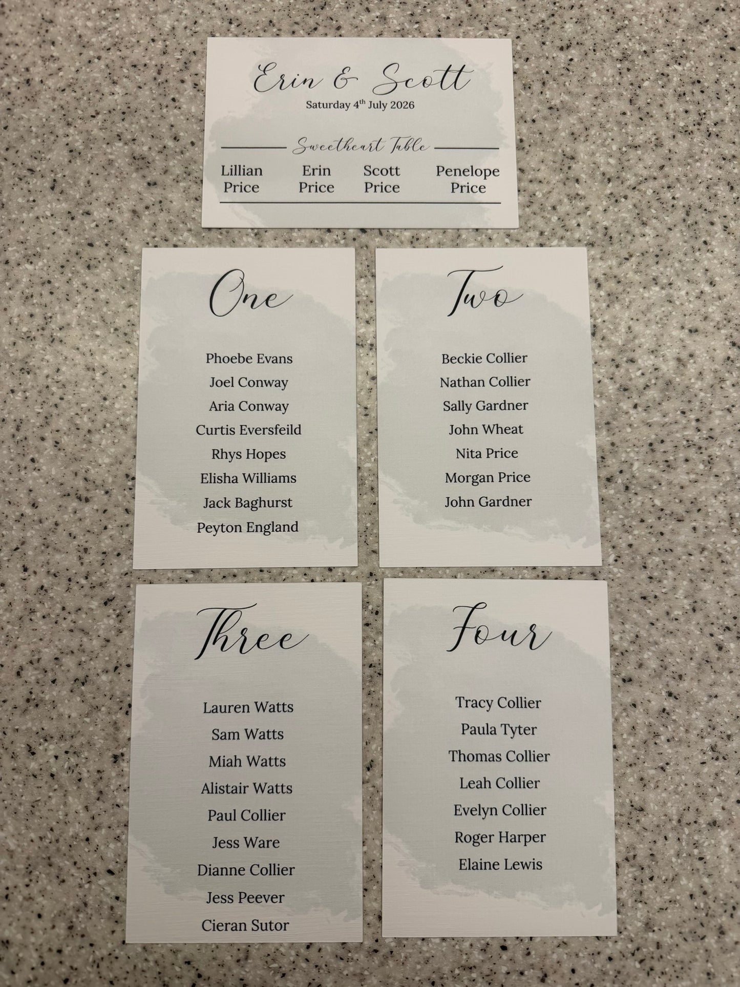 Table Plan Cards
