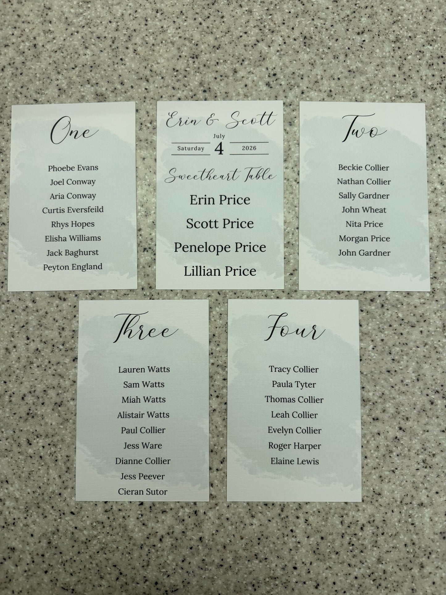 Table Plan Cards